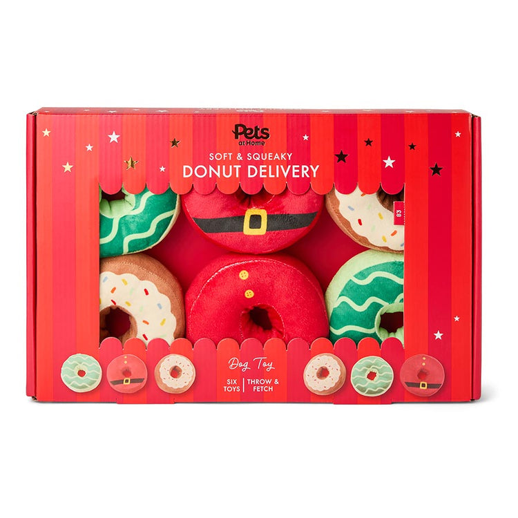 Plush Donut Squeaky Dog Toy – Soft & Fun Chew Toy for Pets